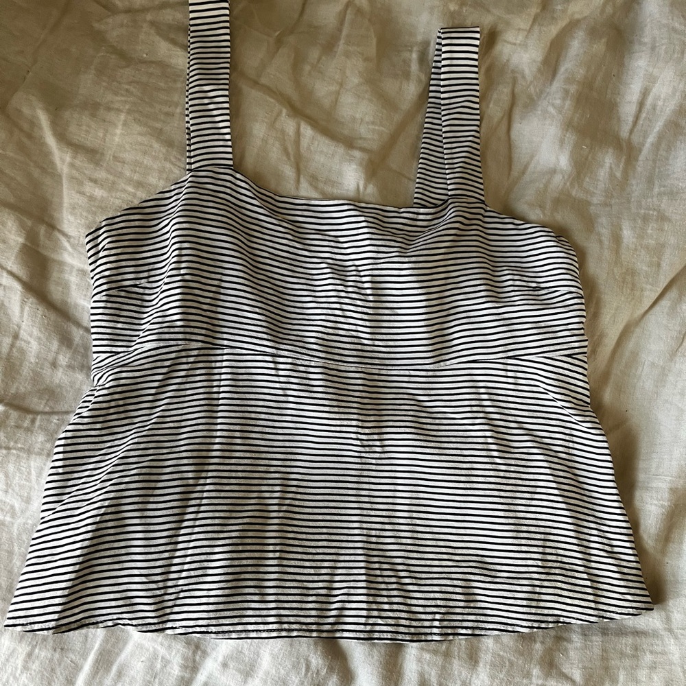 Everlane Black and White Striped Tank Top, 100% silk